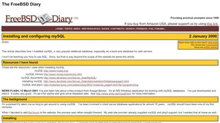 
                            4. The FreeBSD Diary -- Installing and configuring mySQL