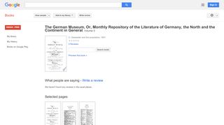 
                            7. The German Museum, Or, Monthly Repository of the Literature of ... - Google बुक के परिणाम