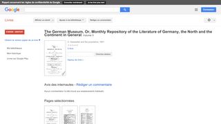 
                            13. The German Museum, Or, Monthly Repository of the Literature of ... - Résultats Google Recherche de Livres