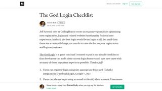 
                            1. The God Login Checklist – Darren Rush – Medium