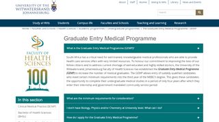 
                            2. The Graduate Entry Medical Programme - GEMP - Wits University