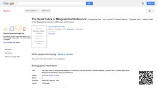 
                            8. The Great Index of Biographical Reference: Containing Over One ...