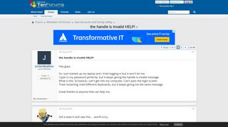 
                            9. the handle is invalid HELP! Solved - Windows 10 Forums