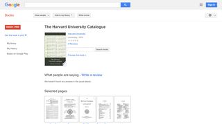
                            11. The Harvard University Catalogue