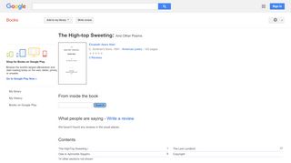 
                            9. The High-top Sweeting: And Other Poems - Google बुक के परिणाम