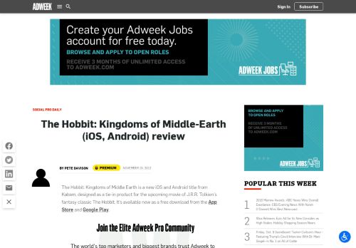 
                            12. The Hobbit: Kingdoms of Middle-Earth (iOS, Android) review – Adweek