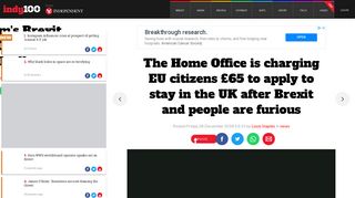 
                            7. The Home Office is charging EU citizens £65 to apply to stay in the UK ...