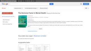 
                            13. The Hormone Factor in Mental Health: Bridging the Mind-Body Gap - Google Books-Ergebnisseite