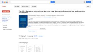 
                            13. The IMLI Manual on International Maritime Law: Marine environmental ...
