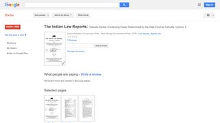 
                            10. The Indian Law Reports: Calcutta Series. Containing Cases Determined ...