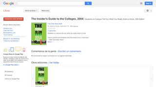 
                            8. The Insider's Guide to the Colleges, 2004: Students on Campus Tell ...