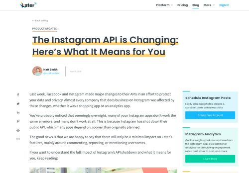 
                            10. The Instagram API is Changing: Here's What It Means for You - Later