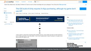
                            5. The iOS build of Unity requires In-App purchasing, although my game ...