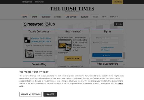 
                            10. The Irish Times - Crosswords, Crosaire & Simplex Crossword Online