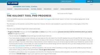 
                            2. The KULoket tool PhD Progress – Arenberg Doctoral School