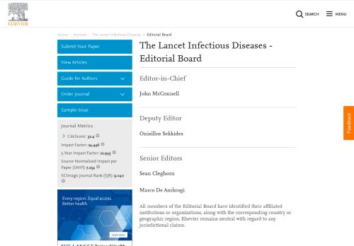 
                            5. The Lancet Infectious Diseases Editorial Board - Journals - Elsevier