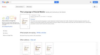 
                            10. The Language of Social Media: Identity and Community on the Internet - Результат из Google Книги