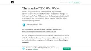 
                            9. The launch of TDC Web Wallet. – Trident Crypto Index Fund – Medium