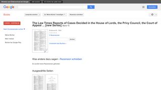 
                            11. The Law Times Reports of Cases Decided in the House of Lords, the ...
