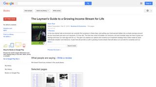 
                            10. The Layman's Guide to a Growing Income Stream for Life