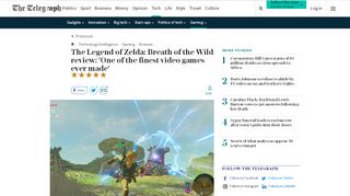 
                            3. The Legend of Zelda: Breath of the Wild review: 'One of the finest ...