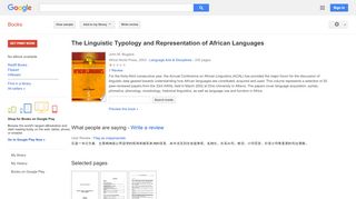 
                            9. The Linguistic Typology and Representation of African Languages