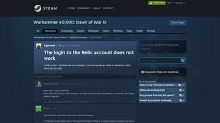 
                            3. The login to the Relic account does not work :: Warhammer 40,000 ...