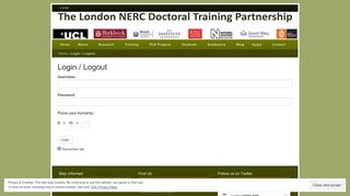 
                            11. The London NERC DTPLogin / Logout - The London NERC DTP