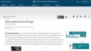 
                            6. The Lord of the Rings | Overview & Summary | Britannica.com