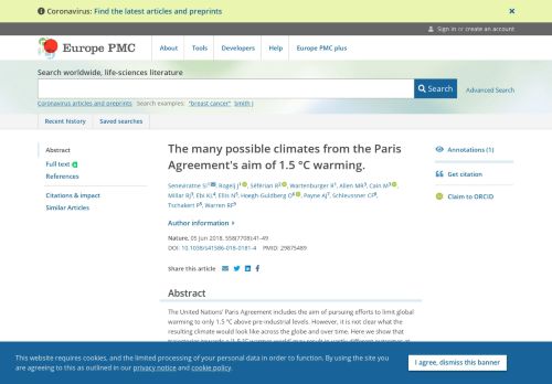 
                            4. The many possible climates from the Paris Agreement's ... - Europe PMC