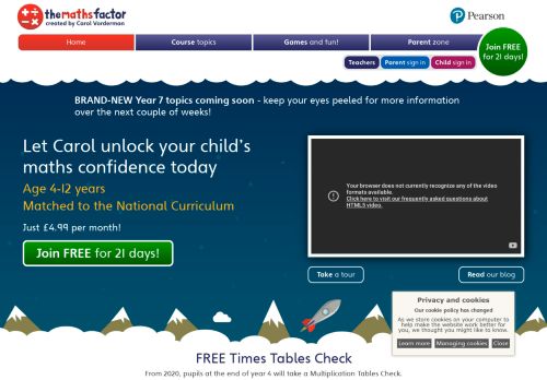 
                            13. The Maths Factor : Make Carol Vorderman Your Kids Online Maths Tutor