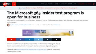 
                            9. The Microsoft 365 Insider test program is open for business | ZDNet