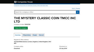
                            13. THE MYSTERY CLASSIC COIN TMCC INC LTD - Overview (free ...