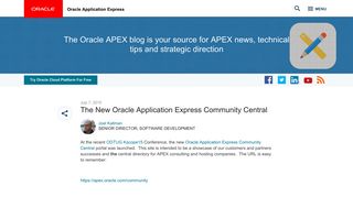 
                            1. The New Oracle Application Express Community Central - Oracle Blogs