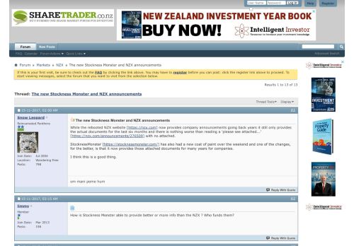 
                            3. The new Stockness Monster and NZX announcements - Sharetrader Forum