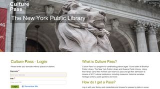 
                            5. The New York Public Library Notice - Culture Pass- Login