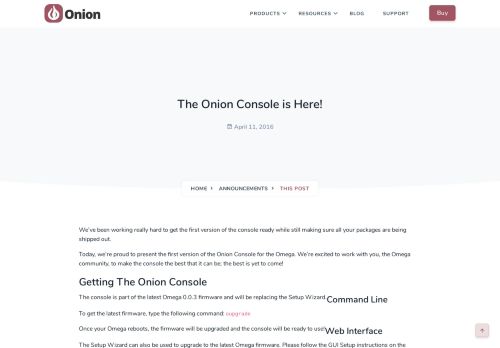 
                            2. The Onion Console is Here! - Onion.io