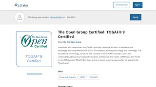 
                            6. The Open Group Certified: TOGAF® 9 Certified - Acclaim
