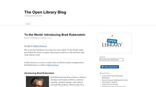 
                            7. The Open Library Blog | A web page for every book