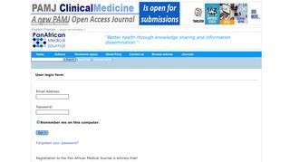
                            11. The Pan African Medical Journal - User login form