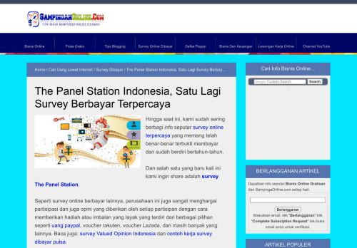 
                            7. The Panel Station Indonesia, Satu Lagi Survey Berbayar Terpercaya