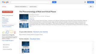 
                            12. The Phenomenology of Real and Virtual Places - Resultado da Pesquisa de livros Google