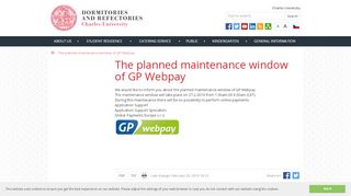
                            12. The planned maintenance window of GP Webpay - Dormitories and ...