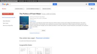 
                            8. The Politics of Fresh Water: Access, conflict and identity