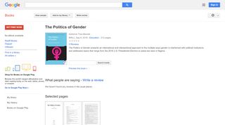 
                            10. The Politics of Gender - Google बुक के परिणाम