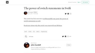 
                            12. The power of switch statements in Swift – John Sundell – Medium