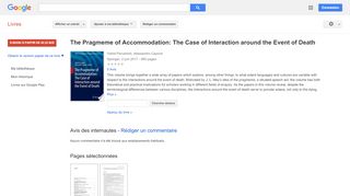 
                            10. The Pragmeme of Accommodation: The Case of Interaction around the ... - Résultats Google Recherche de Livres