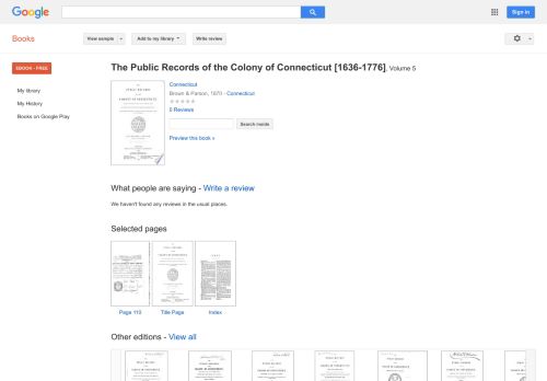 
                            8. The Public Records of the Colony of Connecticut [1636-1776]