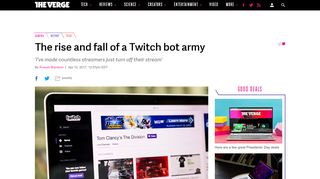 
                            6. The rise and fall of a Twitch bot army - The Verge