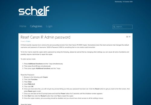 
                            11. The SCHELF - Reset Canon IR Admin password